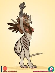 accipitrid accipitriform anthro avian bird breasts claws dasyuromorph eagle feathers female gryphon hybrid mammal marsupial mythological_avian mythology nicnak044 nipples nude pinup pose pouch_(anatomy) solo talons thylacine wings