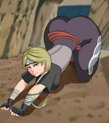 all_fours ass ass_up bandaged_arm bandages beads big_ass big_ass_(female) big_ass_cheeks black_body blonde_hair bottom_heavy braid braided_ponytail breasts bubble_ass butt_crack catgirl child_bearing_hips clothed_female d28d28 female female_only fingerless_gloves forehead_protector fully_clothed gloves headband huge_ass inviting jinchuriki kumogakure_symbol kunoichi light-skinned_female light_skin mature mature_female naruto naruto_(series) naruto_shippuden nii_yugito ninja oerba_yun_fang outdoors pants ponytail round_ass sharp_teeth shirt smirk solo solo_focus stretching thick_thighs tied_hair tight_clothing top-down_bottom-up voluptuous