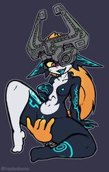 <3_eyes armor blue_nipples blue_pussy blue_tongue blush bodily_fluids breasts female finger_fuck fingering fingering_self fur genitals hair headgear heart helmet hi_res holding_breast humanoid imp markings masturbation midna nintendo nipples purplealacran pussy red_eyes simple_background solo sweat the_legend_of_zelda tongue twilight_princess vaginal_penetration video_games yellow_sclera