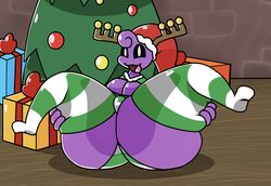 big_ass big_breasts big_butt christmas christmas_clothing christmas_hat christmas_tree holiday_spirit holidays huge_ass huge_butt huge_thighs hyper_thighs legs_apart legs_held_open original original_character panties purple_skin spirit thick_thighs uwu whynotwynaut