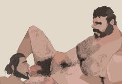 bara beard blowjob canon_couple daddy dilf gay hair hairy league_of_legends malcolm_graves male male/male male_only pubic_hair tobias_fate yaoi