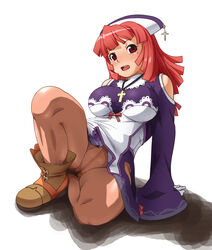 breasts calpara cameltoe curvy highres huge_breasts la_pucelle_tactics nippon_ichi no_panties pantyhose priere pussy red_hair short_hair skirt upskirt