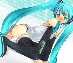 anal aqua_eyes aqua_hair blue_eyes blue_hair blush boots green_eyes hatsune_miku headphones insertion long_hair mouth_hold negi_suppository panties panty_pull penetration produce produce_dildo produce_in_ass produce_insertion spring_onion takashima thighhighs tied_hair twintails underwear vegetable_dildo vegetable_in_ass very_long_hair vocaloid