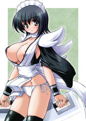 abu areola areolae black_eyes black_hair blush boots bracelet breasts butterfly_swords cameltoe cleavage dress erect_nipples hair_ornament hairband hat highleg huge_breasts iroha japanese_clothes jewelry large_breasts legs lingerie maid necklace nipple_slip nipples open_clothes open_shirt panties pantyshot pantyshot_(standing) samurai_shodown shirt short_hair sideboob snk standing sword thigh_boots thighhighs thighs underwear weapon