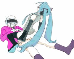 crossover daft_punk female hatsune_miku long_hair male necktie robot ryuko_azuma sex shijuuhatte sketch straight thighhighs thomas_bangalter tied_hair twintails uncensored very_long_hair vocaloid zettai_ryouiki