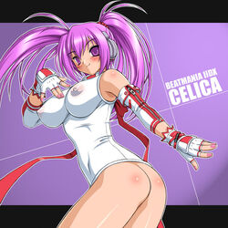 ass beatmania beatmania_iidx bottomless erect_nipples gloves headphones mizushiro_celica onomeshin pointy_chin purple_hair tied_hair twintails