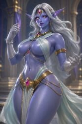 ai_assisted ai_edit ai_generated armlet armpit_crease azshara bangle belly_button blurry_background chatgpt circlet dancer earrings edited_ai edited_art edited_by_uploader edited_official_artwork eyelashes eyeshadow fantasy fantasy_world female female_only flowing_clothing flowing_hair glossy_body glossy_skin glowing_eyes gold_chain harem_jewelry hourglass_figure inner_sideboob large_breasts lipstick long_gloves long_hair looking_at_viewer loose_hair luxurious midriff narrow_waist night_elf pelvic_curtain pillar pose purple_skin queen_azshara realistic rgomez007 royal royalty seductive_look self_upload shiny_skin silver_hair slight_smile solo_female thick_lips underboob waist_chain wide_hips world_of_warcraft yellow_eyes