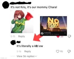 anime_style annoying arrow chara commentary comments corrected kris_(deltarune) meme nerd rose stfu teachers_pet tiktok undertale