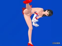 1girls 3d anus ass bishoujo_senshi_sailor_moon clothes clothing color female female_only human illusion_(artist) rei_hino sailor_mars skirt solo tagme vulva