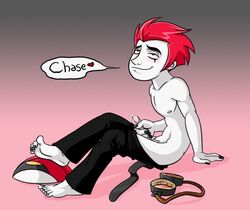 1boy albino blush dominatrixm jack_spicer male male_only masturbation pubic_hair smile solo tagme topless uncensored xiaolin_showdown