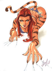 elias_chatzoudis female solo red_hair ass big_ass breasts big_breasts cleavage tigra marvel 2015 traditional_media_(artwork) 1girls