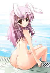 07th_expansion animal_ears ass azuma_kurume blush bunny_ears feet_in_water female female_only huge_ass kurume_shou lens_flare looking_back lowres nude petals pink_eyes pink_hair pool poolside red_eyes reisen_udongein_inaba savage_boss short_hair siesta_45 siesta_sisters sitting soaking_feet solo sparkle touhou umineko_no_naku_koro_ni water