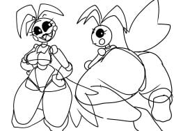 animatronic animatronic_female beakless chicken chicken_girl female five_nights_at_freddy's five_nights_at_freddy's_2 fnaf onixsea phasianid robot robot_girl scottgames solo toy_chica_(fnaf) yellow yellow_skin