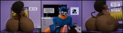 3d 3d_(artwork) anthro ass_bigger_than_head bedroom big_ass big_butt blender butt_bigger_than_head comic duo enormous_ass enormous_butt female furry glasses greg_(artist) greg_(greg) heart_symbol huge_ass huge_butt hyper hyper_ass hyper_butt lion looking_at_viewer male massive_ass massive_butt mature_female milf motion_lines non-binary oc ocs original_character original_characters protogen stimming teasing thick_thighs wide_hips zikomo_(greg)