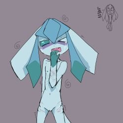 pokemon pokemon_(species) glaceon anthro mari_(pyonko) anorexia anorexic self-harm_scars self_harm_scars hand_in_mouth solo nonsexual_nudity nude renstarsalt rentabbyscars tabbyscars thin body_dysmorphia self_conscious spit