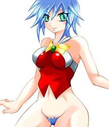 1girls allenby_beardsley artist_request blue_hair breasts curvaceous female g_gundam gundam human large_breasts light-skinned_female light_skin mobile_trace_suit pilot_suit pubic_hair pussy short_hair solo tagme