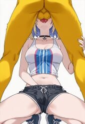 cookie-girl ai_generated deepthroat kneeling fellatio dominant_male submissive_female dominant_anthro submissive_human submission looking_up blonde_hair blue_hair dyed_hair shoes drooling hypno hypnotized hypnotized_female pokemon pokemon_(species) pokephilia canine_penis shorts gym_clothes gym_shorts gym_shirt hand_under_clothes masturbation masturbating masturbating_during_fellatio masturbating_while_penetrated masturbating_under_clothes choker