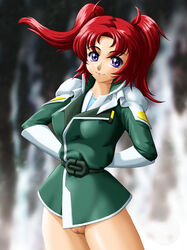 bottomless gundam gundam_seed gundam_seed_destiny innie_pussy meyrin_hawke no_panties onoe