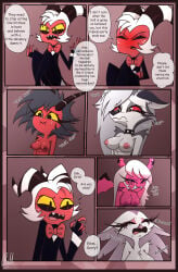 4girls between_breasts breasts_out comic gattomultiversal goetia hellhound helluva_boss imp loona_(helluva_boss) millie_(helluva_boss) moxxie_(helluva_boss) my_life_with_moxxie_(comic) page_21 stella_(helluva_boss) succubi tits_out topless_female verosika_mayday_(helluva_boss) vivziepop topless female breasts crying