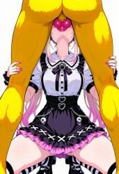 accessories ai_generated blonde_hair bow canine_penis chains cookie-girl deepthroat dominant_anthro dominant_male dress drooling dyed_hair fellatio goth goth_dress goth_girl hypno hypnotized hypnotized_female kneeling looking_up nail_polish painted_nails pink_hair pink_nails pokemon pokemon_(species) pokephilia shoes spread_legs striped_socks submission submissive_female submissive_human