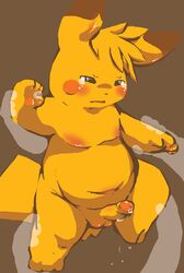 blush color cum front_view fur male male_only mek nintendo nude penis pikachu pokemon shiny_pikachu shiny_pokemon tagme