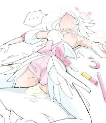 ... 1girl after_sex araara_do blue_archive broken_staff choker commentary_request cum cum_in_pussy cumdrip defeat detached_sleeves dress feathers fucked_silly gloves halo head_wings heavy_breathing highres hip_ribbon long_hair low_wings lying magical_girl on_back one_breast_out open_clothes pink_choker pink_dress puffy_nipples ribbon saliva single_head_wing solo spasm spoken_ellipsis spread_legs suzumi_(blue_archive) suzumi_(magical)_(blue_archive) thighhighs tongue tongue_out torn_clothes white_background white_gloves white_hair white_thighhighs wings