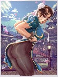 1girls big_ass big_breasts big_thighs breasts capcom cedric_poulat chun-li curvaceous curvy curvy_figure digital_media_(artwork) female hips huge_ass huge_breasts large_ass large_breasts light-skinned_female light_skin mature mature_female pantyhose slim_waist street_fighter street_fighter_ii thick thick_hips thick_legs thick_thighs thighs voluptuous waist wide_hips