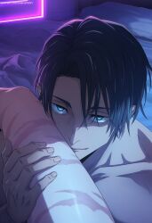 ai_generated digital_art excited fanart narumiart nude patreon sexy scar scars scars_on_body scars_on_legs zenin_maki maki_zenin jjk jujutsu_kaisen short_hair looking_at_viewer 1boy anime_boy blue_eyes black_hair yuta_okkotsu holding_legs holding_leg pov_female legs upper_body intimate erotic