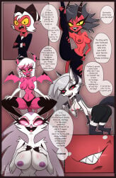 4girls big_breasts black_panties breasts_out comic completely_nude gattomultiversal goetia hellhound helluva_boss imp loona_(helluva_boss) millie_(helluva_boss) moxxie_(helluva_boss) my_life_with_moxxie_(comic) page_30 stella_(helluva_boss) succubi tits_out topless topless_female torn_clothes verosika_mayday_(helluva_boss) vivziepop