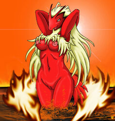 anthro blaziken breasts color female female_only front_view nintendo nude pokemon pokemon_(species) pose pussy skyler-ragnarok solo standing