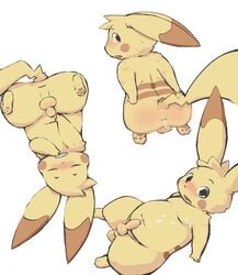 anus blush color cum feral fur male male_only mek multiple_males nintendo nude penis pikachu pokemon tagme