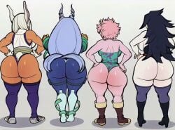 4girls ai_generated ai_generated_video animated ass ass_comparison big_ass large_ass midnight_(my_hero_academia) mina_ashido miruko my_hero_academia nejire_hado nemuri_kayama no_sound rumi_usagiyama take_your_pick twerking video