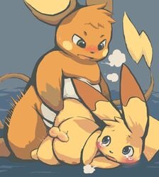 chubby gay interspecies male male_only mek nintendo pikachu pokemon pokemon_(species) raichu sex