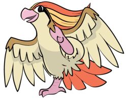 5:4 alpha_channel animal_genitalia avian bird bird_feet blonde_hair bodily_fluids brown_body cloaca cloaca_juice feathers female feral genital_fluids genitals hair hi_res nintendo orange_body orange_feathers orange_hair pidgeot pink_beak pink_feet pokémon_(species) pokemon presenting presenting_cloaca solo trout_(artist) video_games white_body white_feathers