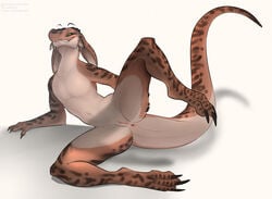 2021 anthro anus female genitals gorchitsa_(artist) kobold looking_at_viewer nude presenting presenting_pussy pussy scalie smug_grin solo spread_legs spreading