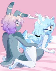 1boy 1girls animal_ears anthro anthro_on_anthro blue_hair breasts female female_anthro female_penetrated femboy femboy_on_female femboydom femsub long_hair male male/female male_anthro male_anthro/female_anthro male_penetrating male_penetrating_female maledom nickii nipples penetration penis ponytail short_tail tail vagina vaginal_penetration