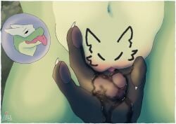 absurd_res ahegao ails ambiguous_gender anthro bodily_fluids claws clitoris drawing_on_body female finger_claws fingering genital_fluids genitals hi_res looking_pleasured nude nude_anthro nude_female pawpads pussy-cat_(meme) vaginal vaginal_fingering