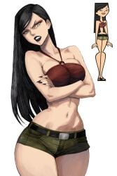 1girls angry angry_expression angry_face annoyed annoyed_expression annoyed_face belly_button big_ass black_fingernails black_lipstick child_bearing_hips exposed_midriff heather_(tdi) hex_mamaniac hourglass_figure hourglass_figured_female human human_only jean_shorts lipstick long_fingernails long_hair looking_at_viewer medium_breasts midriff sfw shorts sketch slim_waist tagme thick_thighs top total_drama_island tsundere wide_hips young_woman