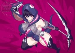 big_breasts big_thighs blush breasts covered_eyes gloves kamen_rider kamen_rider_zeztz_(series) leotard long_socks monster_girl otokam1117 stockings tagme tagme_(character) thighs tokusatsu voluptuous voluptuous_female