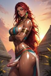 ai_generated futanari red_hair solo tribal