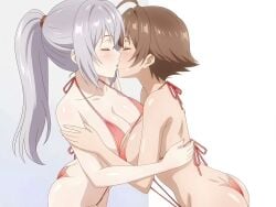 alisa_mikhailovna_kujou blue_eyes brown_hair cute_face high_quality high_resolution kissing large_ass large_breasts maria_mikhailovna_kujou mariya_mikhailovna_kujou passionate_kiss roshidere sisters tagme teenager tokidoki_bosotto_russian_de_dereru_tonari_no_alya-san video waifu2x white_hair yuri