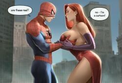 1boy 1boy1girl 1girls ai_generated big_ass big_breasts big_thighs breast_grab breasts crossover curvaceous curvy curvy_figure digital_media_(artwork) disney female grabbing_breasts groping groping_breasts hips holding_breast huge_ass huge_breasts huge_thighs jessica_rabbit large_ass large_breasts large_thighs legs light-skinned_female light-skinned_male light_skin male male/female married_female marvel marvel_comics mature mature_female peter_parker phophopho red_hair slim_waist spider-man spider-man_(series) straight thick thick_ass thick_hips thick_legs thick_thighs thighs touchstone voluptuous waist who_framed_roger_rabbit wide_hips wife