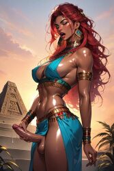 ai_generated futanari red_hair solo tribal