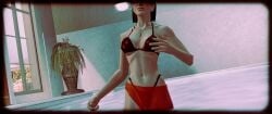 3d 3dcg absurd_res belly black_bikini brown_hair brown_hair_female cleavage edited_screencap expressionless game_cg highres hitman_blood_money huge_breasts io-interactive married_female married_woman mature_woman miniskirt mrs_sinistra navel older_female older_woman pool-skirt red_skirt short_hair_female skirt standing standing_in_pool standing_in_water swim_skirt thong_bikini unbothered