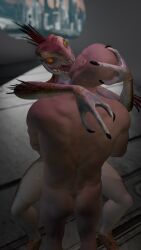 1boy 1boy1girl 1girl1boy 1girls 3d 3d_(artwork) 3d_render alien alien/human alien_girl avian bird_girl blender breasts breasts_out consensual digitigrade female_alien female_kig-yar female_monster french_kiss french_kissing grabbing_ass halo_(game) halo_(series) hand_on_head human human_male human_male_on_alien_female human_penetrating ibie'shan jackal_(halo) kig-yar kiss kissing kissing_while_penetrated monster_girl naked nipples nude nude_female nude_male scalie self_upload stand_and_carry_position standing vaginal_penetration vektrie visible_nipples yellow_eyes