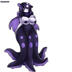 absurd_res big_breasts breasts dark_body dark_skin female gloopie hi_res hin_stagnts intersex palworld pocketpair pseudo_hair solo suction_cup tentacle_hair tentacles white_body white_skin