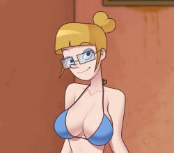big_boobs big_breasts bikini blonde_female blonde_hair glasses hey_arnold! lustful_gaze milf miriam_pataki wife