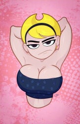 2d armpits arms_up blonde_hair busty cleavage female female_focus female_only hands_behind_head jumpdriiver mandy_(billy_and_mandy) pinup tagme the_grim_adventures_of_billy_and_mandy tubetop