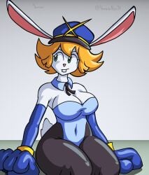 aiko_(dekaduck) aiko_rosewood anthro big_breasts big_hands breasts bunny bunnygirl bunnygirl_outfit dekaduck dekaduck_(game) female furry future gloves green_eyes huge_hands intergalactic lagomorph leotard playboy_bunny police police_officer police_uniform policewoman rabbit sfw space vinnydonas19