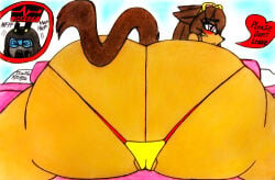 1boy 1girl 1girls ass ass_focus ass_up back blush blushing cat_tail female female_focus female_only gameoverse glitch_productions heart heart_speech_bubble heart_symbol huge_ass kit_(gameoverse) kit_bodega medium_request orange_body pink_eyes tail tlw216